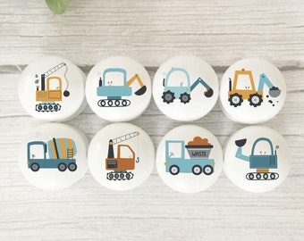 Construction Vehicle Drawer Knobs: Kid's Digger, Crane, Truck  Furniture Handles