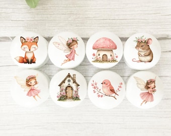 Fairy Drawer Knobs, Woodland Fairy Handles, Door Knobs, Children's Room, Nursery Decor, Kid's Knobs, Woodland Solid Beech Knobs