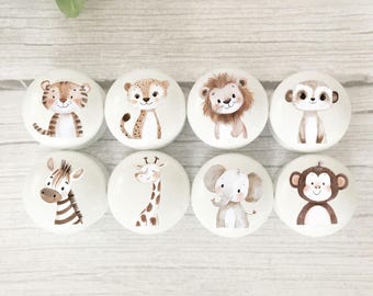 Jungle Animals, Knobs, Drawer Knobs, Furniture Knobs, Door Knobs, Nursery Decor, Door Knobs, Safari, knobs, Kids Knobs, Handles, Neutral