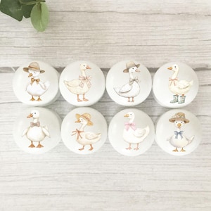 White Solid Beech Goose Furniture Knob: Nursery Decor