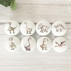 Dinosaur Drawer Knobs: Beech Wood, Jurassic Nursery Decor