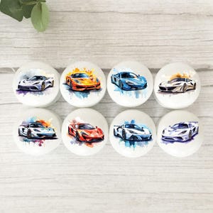 Sports Car Knobs: Beech Wood Drawer Handles, Boys Room Decor