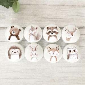 Woodland Animal Solid Beech Furniture Knobs: Nursery Decor, Handcrafted