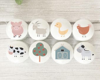 Farm Animal Drawer Knobs: Furniture Handles for Nursery, Kid's Bedroom, Playroom