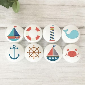 Nautical Beech Wood Drawer Knobs: Kids Room Decor, Bathroom Handles