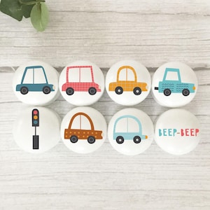 Car Knobs: Beech Wood, Kids Vehicle Room Decor