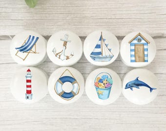 Beach Drawer Knobs, Sea Knobs, Dresser Knobs, Beach Room Decor, Nautical Cabinet Knobs, Handles, Furniture Knobs, Beach Door Knobs, Gift