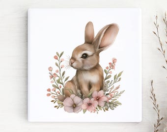 Woodland Animal Ceramic Coaster: Drinks Coaster, Table Decor, Floral Woodland Tea/Coffee Coaster, Forest Animal Gift.