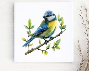 Bird Ceramic Coaster: Drinks Coaster, Table Decor, Garden Bird Tea/Coffee Coaster, Bird Themed Gift.