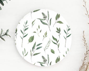 Leaf Pattern Ceramic Drinks Coaster: Table Decor, Botanical Tea/Coffee Coaster