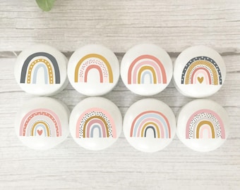 Handcrafted Pink Rainbow Furniture Knobs, Girl's Room Handles.