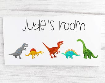 Letrero de dinosaurio para puerta, placa de dinosaurio, placa infantil, letrero para niños, letrero personalizado, placa de puerta personalizada, letrero de dinosaurio, habitación de dinosaurios para niños