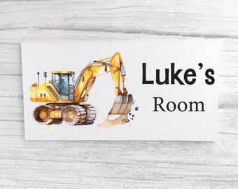 Construction Door Sign, Construction Plaque, Kids Plaque, Kids Sign, Personalised Sign, Personalised door plaque, Digger Sign, Vehicles