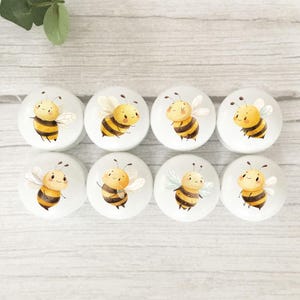 Bee Solid Beech Furniture Knobs: Drawer Handles for Kid's Room, Nursery, Playroom