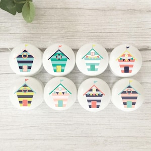 Beach Hut Drawer Knobs, Coastal Handles, Seaside Knobs for Furniture, Nautical Decor