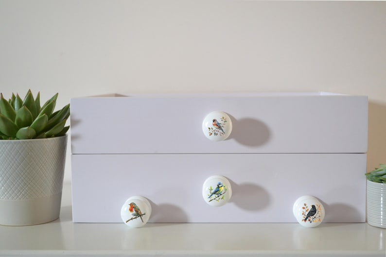 Bird Drawer Knobs, English Bird Knobs, Dresser Pulls, Handles, Robin, Furniture Handles, Furniture Knobs, Door Handles, Dresser Handles. zdjęcie 2