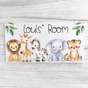 Safari Door Sign, Jungle Animal Plaque, Kids Plaque, Kids Sign, Personalised Sign, Personalised plaque, Safari Animal Sign, Jungle door Sign