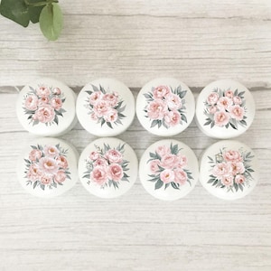 Floral Drawer Knobs, Floral Drawer Pulls, Floral Dresser Knobs, Knobs, Handles, Furniture Knobs, Flower Knobs, Blush Floral Knobs, Gift