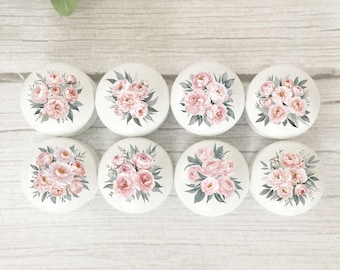 Floral Drawer Knobs, Floral Drawer Pulls, Floral Dresser Knobs, Knobs, Handles, Furniture Knobs, Flower Knobs, Blush Floral Knobs, Gift