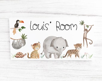 Safari Door Sign, Jungle Animal Plaque, Kids Plaque, Kids Sign, Personalised Sign, Personalised plaque, Safari Animal Sign, Jungle door Sign