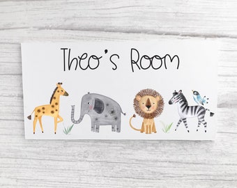 Safari Door Sign, Jungle Animal Plaque, Kids Plaque, Kids Sign, Personalised Sign, Personalised plaque, Safari Animal Sign, Jungle door Sign