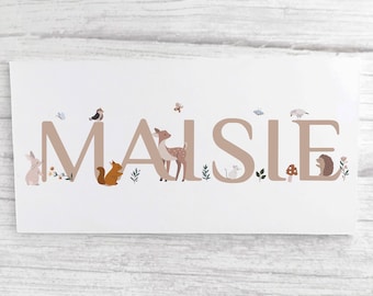 Woodland Personalised Door Sign: Kids Door Plaque, Nursery Decor