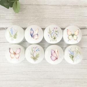 Butterfly And Flower Drawer Knobs,  Furniture Handles For Living Room, Bedroom, Child's Room.