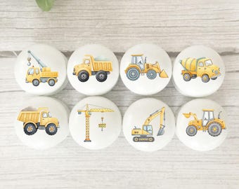 Construction Vehicle Drawer Knobs, Boys Room Decor, Digger Crane Handles, Cabinet Knobs