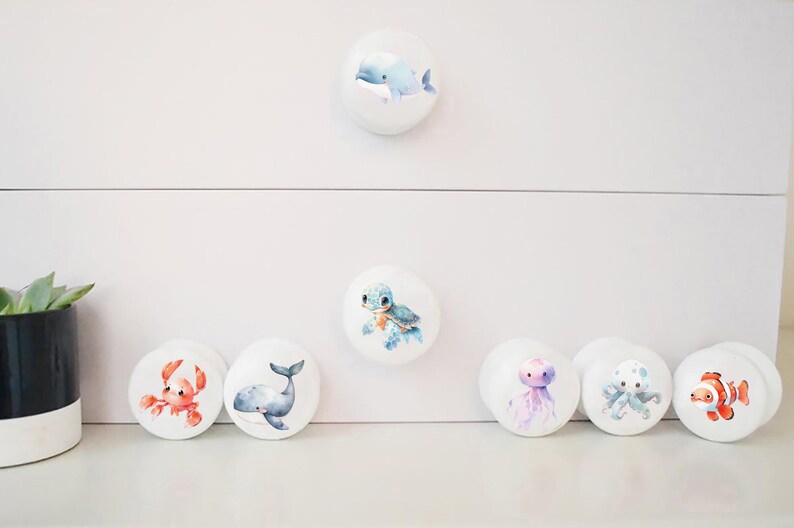 Sea Creature Knobs, Drawer Knobs, Sea Knobs, Ocean Knobs, Sea Creature Pulls, Fish Knobs, Fish Handles, Door Knobs, Drawer Handles,Kids Room Bild 2