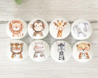 Jungle Animals Drawer Knobs, Drawer Knobs, Furniture Knobs, Door Knobs, Nursery Decor, Door Knobs, Safari, knobs, Kids Knobs, Handles.