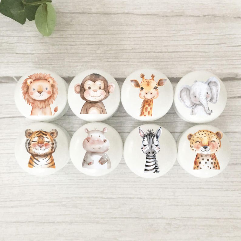Jungle Animals Drawer Knobs, Drawer Knobs, Furniture Knobs, Door Knobs, Nursery Decor, Door Knobs, Safari, knobs, Kids Knobs, Handles. image 1