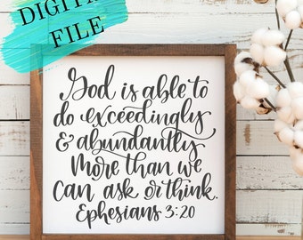 Hand lettered,God is Able SVG, digital file for screen printing, Cricut, Silhouette, SCAL,DIY scripture, gift idea Mother's day,teacher gift