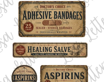 Printable Medicine Cabinet Labels for your DIY projects, faux Primitive and Antiques