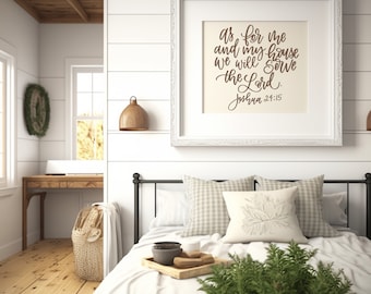Hand Lettered SVG/ As for me and my house we will serve the Lord/ Digital design/Cricket/Silhouette/Vinyl Cutter/Christian gift Idea
