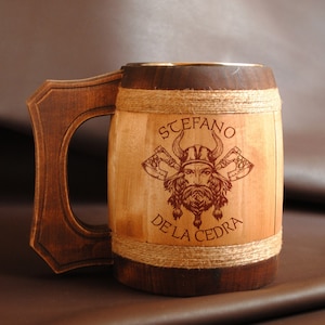 Viking beer mug Personalized wedding groomsman stein Nordic tankard Husband brother Birthday gift 5 anniversary for him fathers day gift