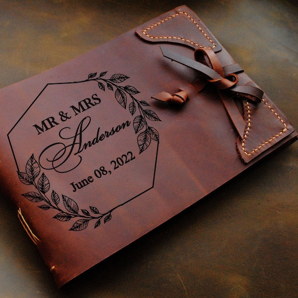 Leather Guest Book Etsy