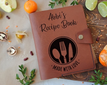 Leather recipe binder mother's day gift 3rd anniversary blank recipe book gift for wife daughter personalized birthday gift bride book
