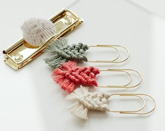 Clip de macramé, marcapáginas de macramé, marcapáginas bohemio, regalo para profesores, regalo para amantes de los libros, material de oficina, material escolar, universidad, colegio