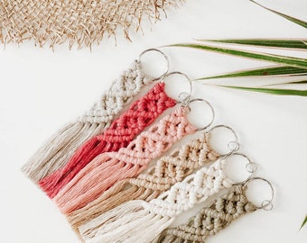 Hand-Knotted Macrame Keychain | Recycled Cotton Boho Bag Accessory