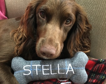 Personalised Dog Bone Toy With or Without Squeaker Available in 2 sizes and Choice of Font Great Xmas gift for Dog Puppy  Stocking Filler