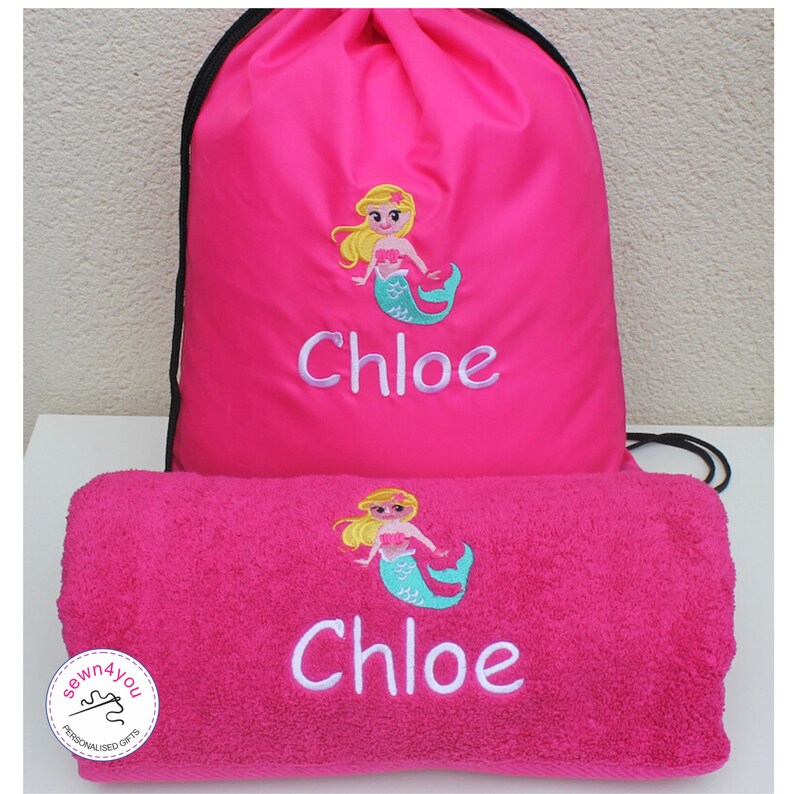 Childs Personalised Mermaid Kit Girls Swim Bag Childrens | Etsy UK