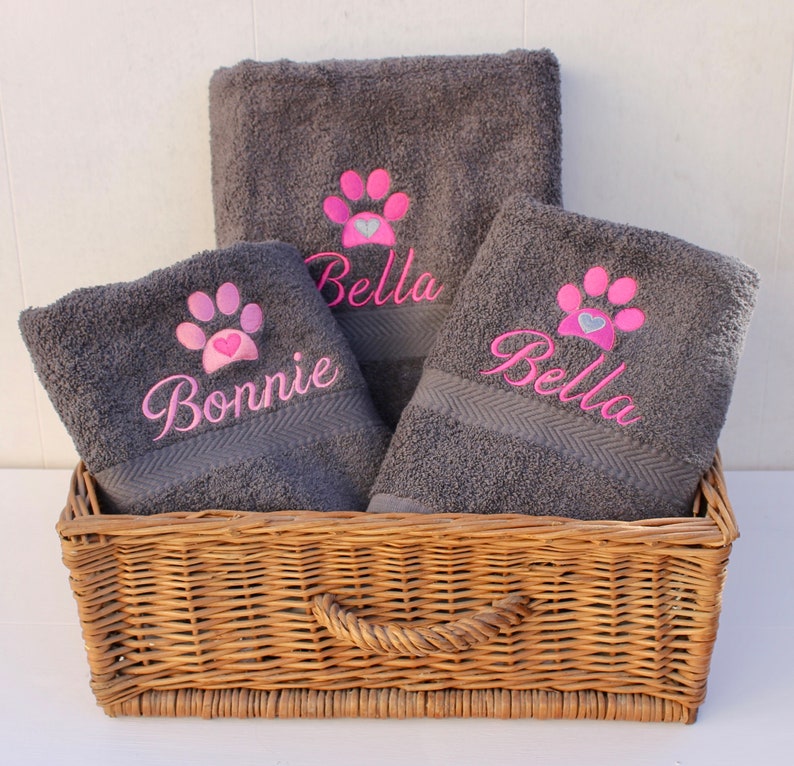 Personalised Dog Towel | Brown Dog Towel | Dog Lovers Gift | New Dog Gift | Dog Towel Embroidered | Dog Paw Personalised Towel 