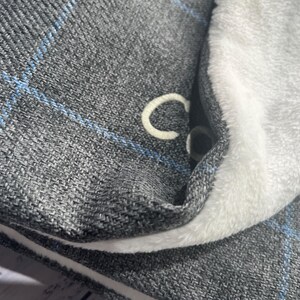 Personalized Grey Check Fleece Dog Blanket: Embroidered Paw Print Pet Gift image 2