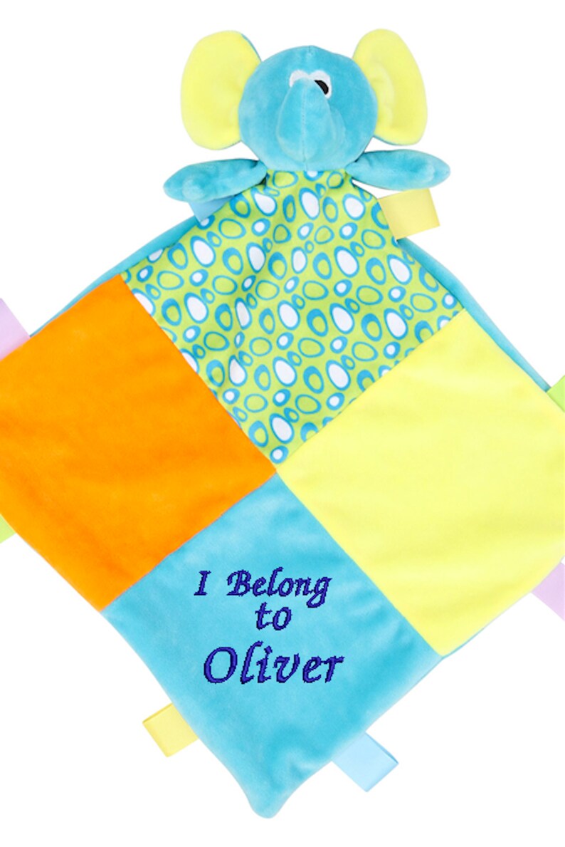 Personalised Patchwork Rattle Baby Comforter Elephant Baby Etsy