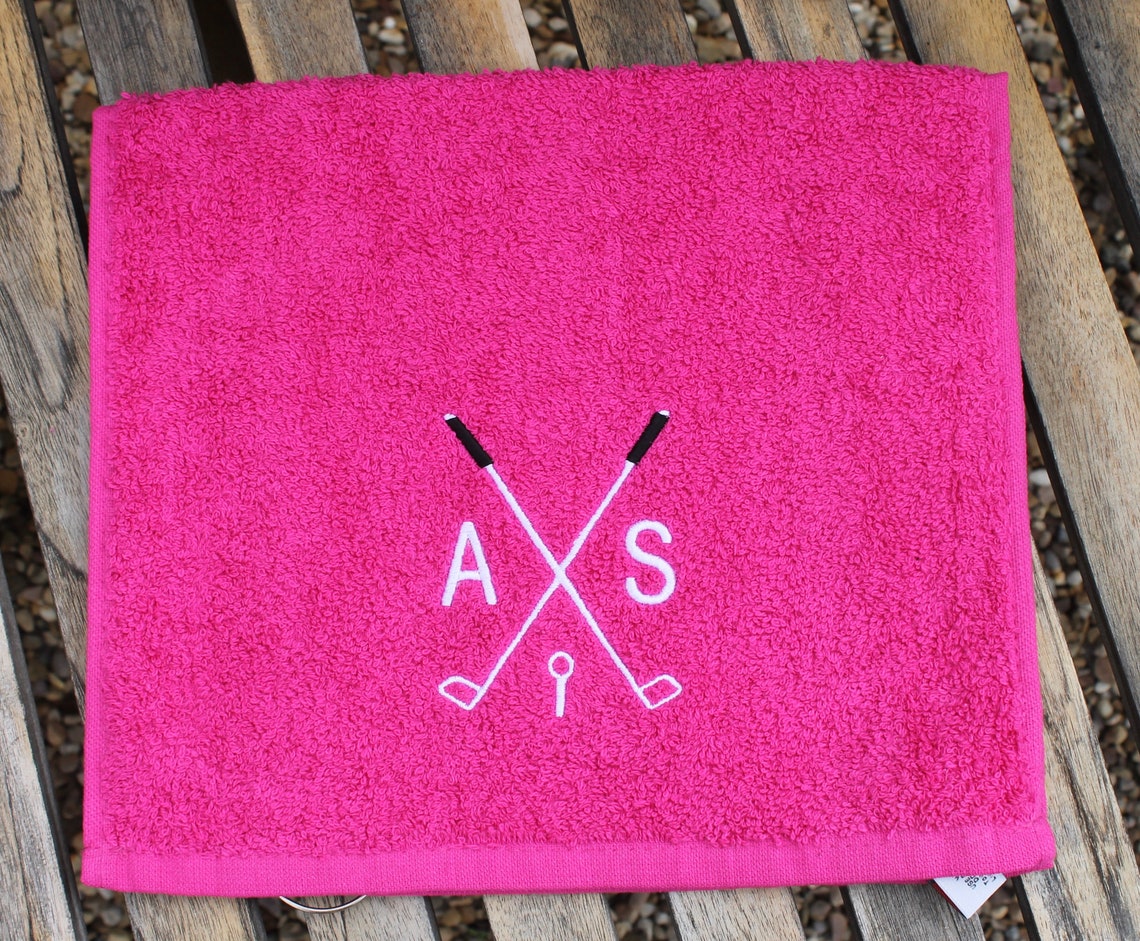 Personalised Pink Golf Towel Ladies Golfing Towel Ladies Etsy