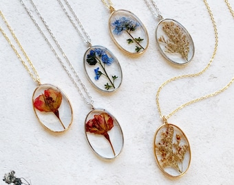 Women Coloful Flower Specimen Necklace Dried Flower Pendant Elegant Jewelry CB Women Coloful Flower Specimen Necklace Dried Flower Pendant Elegant Jewelry CB