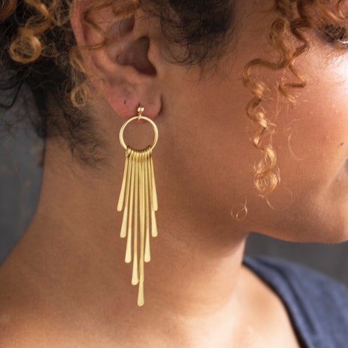 Gold Bridal Chandelier Earrings Large Lightweight Statement Etsy