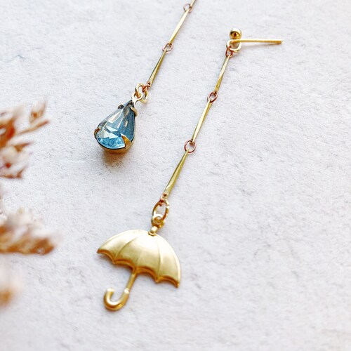 Rain Cloud Drop Earrings Long Glass Crystal Pearl Dangle Etsy