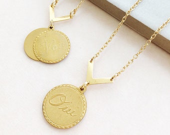 Oui Non French Reversible Necklace