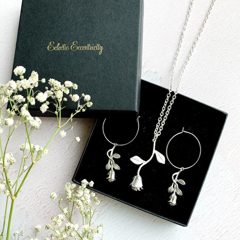 Rose Necklace And Earrings Gift Set